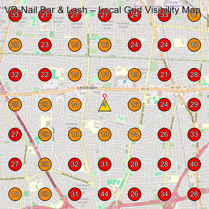 VD-Nail Bar & Lash GeoGrid visibility map for Nail Salon in Levittown